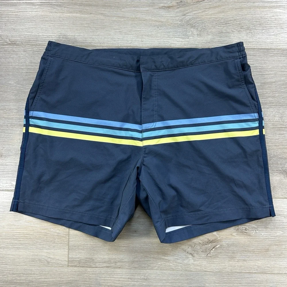 Fair Harbor Board Shorts Mens 36 Navy Swim Trunks Striped Swim BreezeKnit Liner